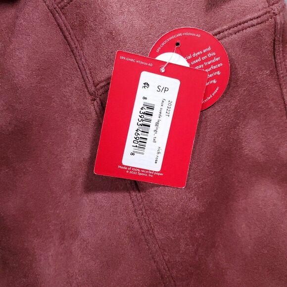 READ Spanx Small Tall Faux Suede Leggings Rich Rose Pink Pull On - Picture 6 of 12